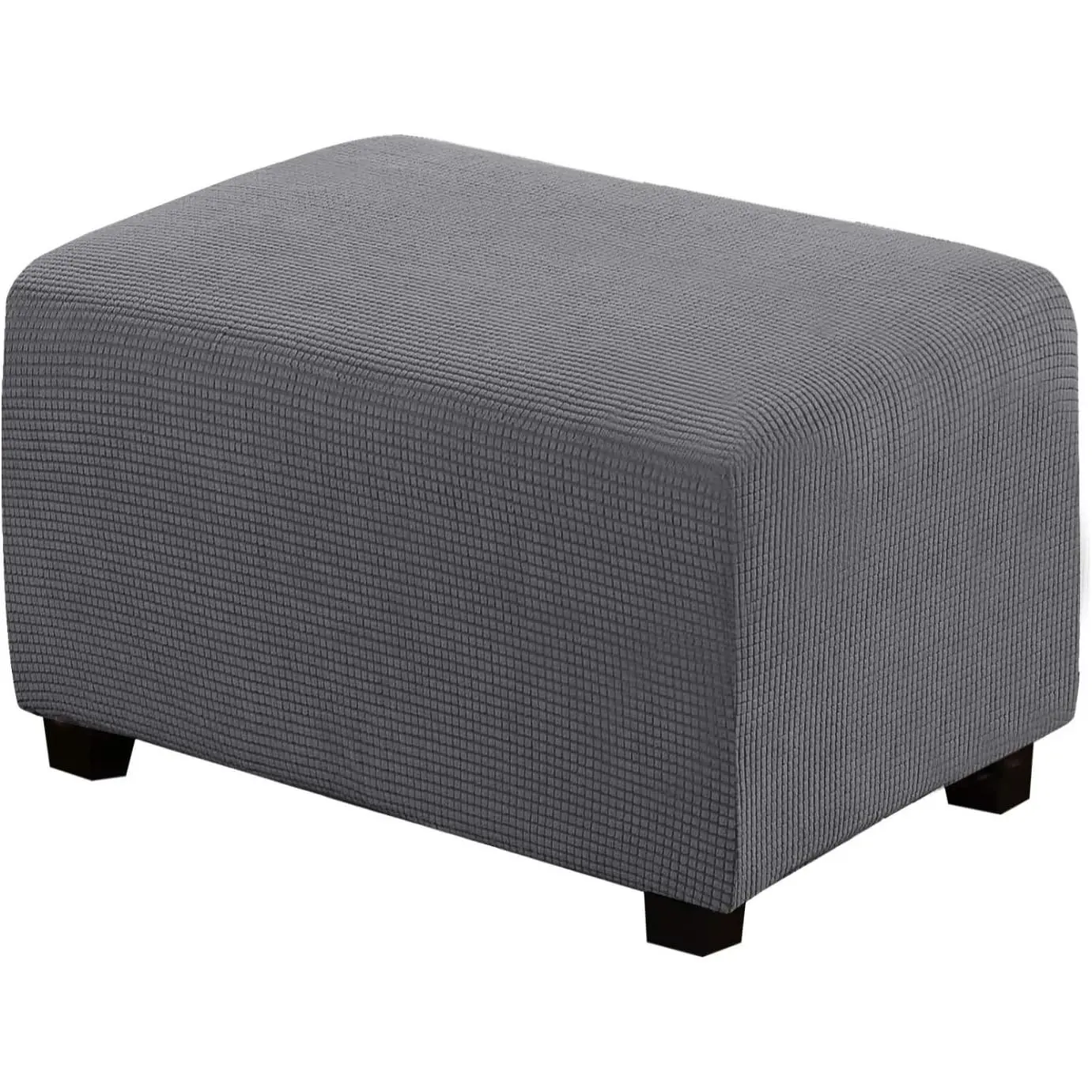 Ottoman Cover Slipcover Rectangle Fit Length 29"-34" Footrest Sofa Slipcovers Stool Cover Footstool Protector Covers Feature Stretch Thick Soft Jacquard Fabric Removable Washable - Grey