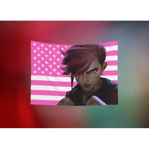 Vi American Flag Tapestry | League of Legends, Arcane Wall Art