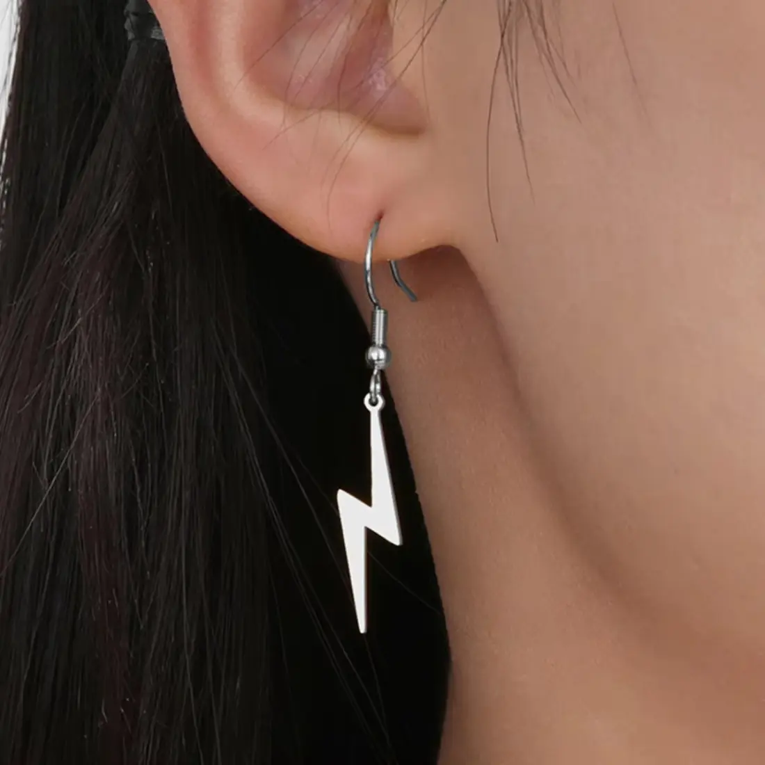 Lightning Bolt Earrings for Women, Punk Dangle Drop Earrings, Stainless Steel Statement Jewelry, Edgy Y2K Hip Hop Accessories for Party, Concert, Streetwear Outfit, Daily Wear & Gift