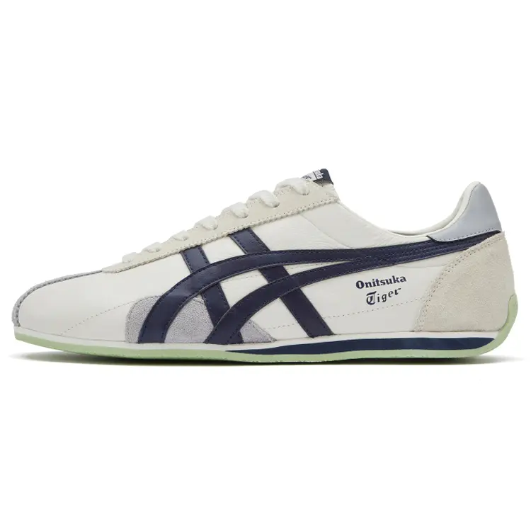 Onitsuka Tiger Runspark 'White Cream Navy' Unisex Casual Sneaker, Round Toe Lace-Up Trainer, All-Seasons Comfortable Lightweight Cushioned Midsole Sports Footwear