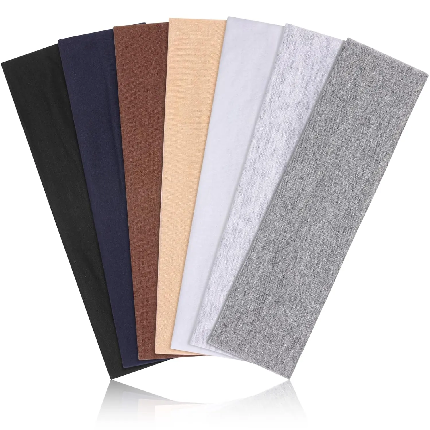 Women's 7-Pack Wide Soft Cotton Stretchy Elastic Headbands - Non-Slip Thick Hair Bands for Yoga, Running, Sports, Fashion Hair Accessory Gift, Wide Headband, Fashion Hair Accessories