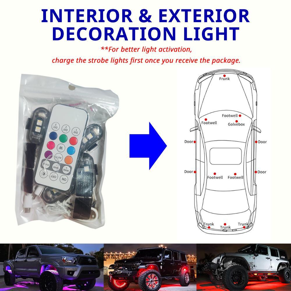 Wireless LED Strobe Light with Remote Control, USB Rechargeable Waterproof Anti-Collision LED Emergency Warning Light for Cars, Motorcycles, Drones, Aircraft and Bikes