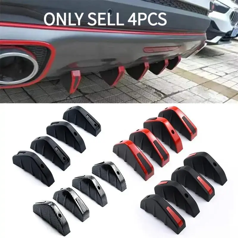 4pcs Universal Triangle Rear Spoiler Carbon Fibre Texture Chassis Spoiler ABS Rear Lip Small Bumper Rear Spoiler Decoration Automotive Car Accessories Parts