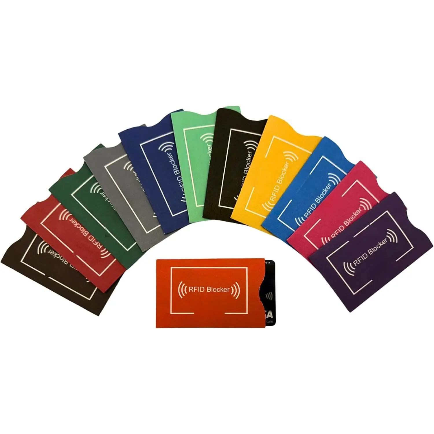 Set of 12  Color RFID Blocking Sleeves for Identify  Protection