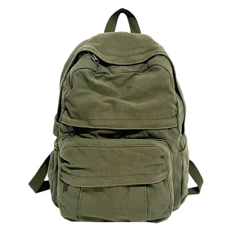 New Women's Solid Color Vintage Chic College Travel Backpack - University Students' Multi-Use Bookbag, Hong Kong Style Mori Kei Aesthetic, Adjustable Padded Shoulder Straps, Secure Zipper Closure, Lightweight Everyday Carry Bag (Campus Commute Use)