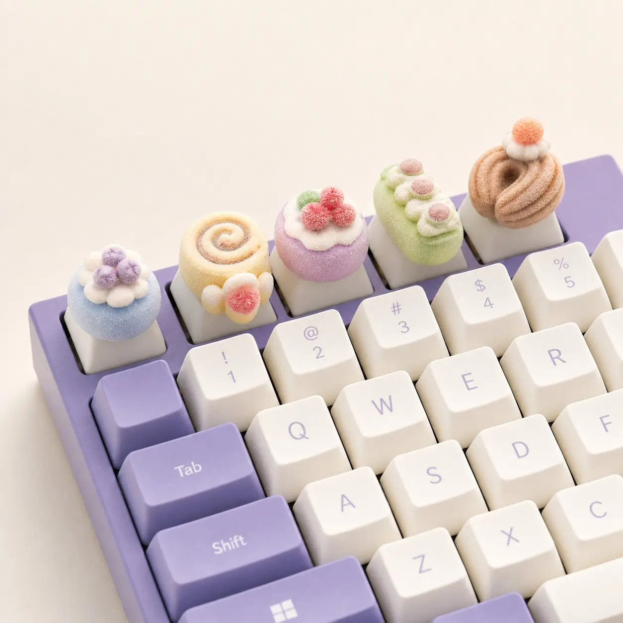 5-Piece Sweet Cake Shaped Mechanical Keyboard Capsules, Cute 3D Custom Keycaps, Keycap Set, Compatible with Cherry Mx Cross Axis, DIY Desktop Decor