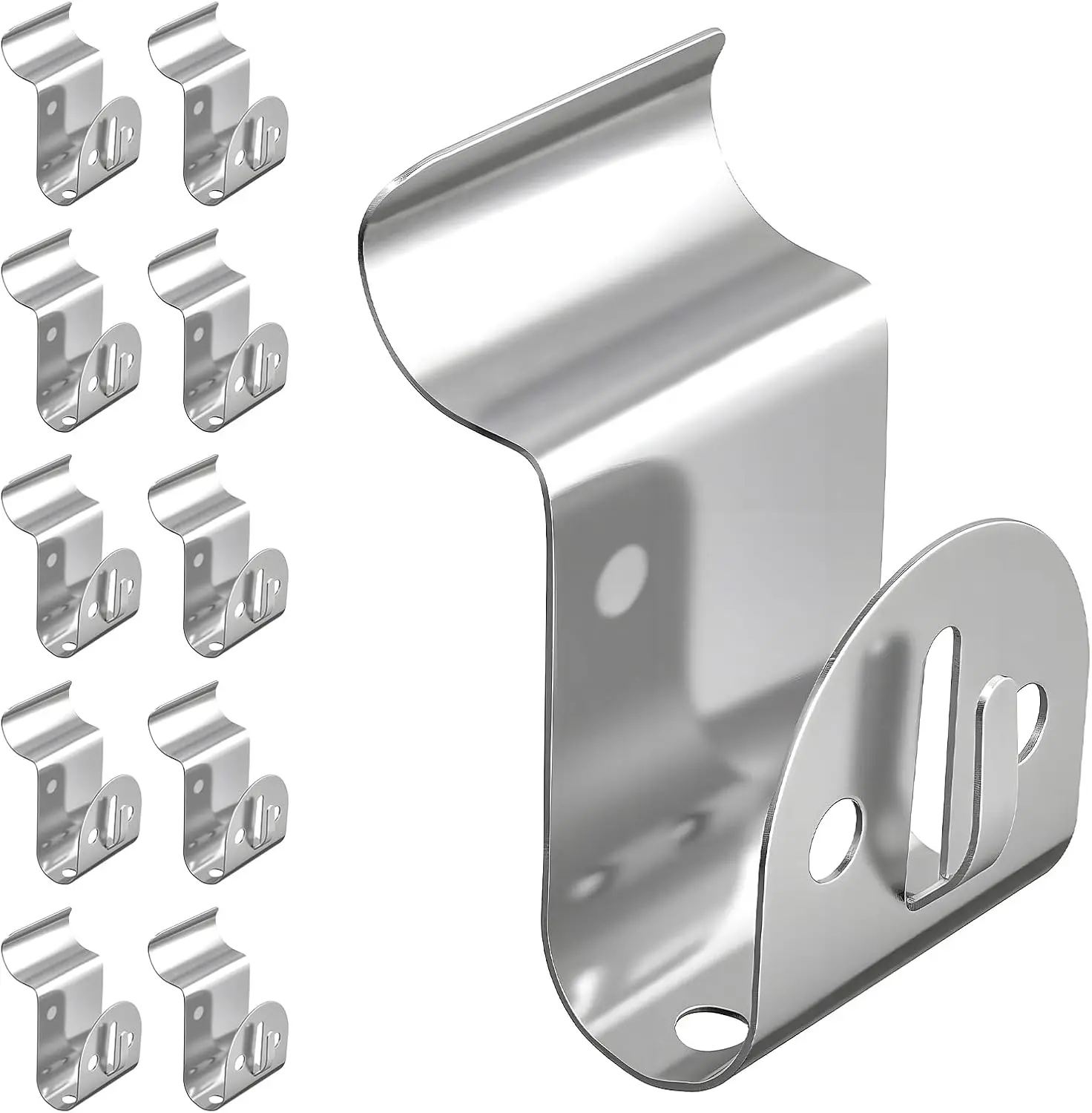 Stainless Steel Vinyl Siding Hooks Hangers - 10-Pack No Hole Installation Set, Heavy-Duty, Holds Up to 20lbs for Wreaths, String Lights