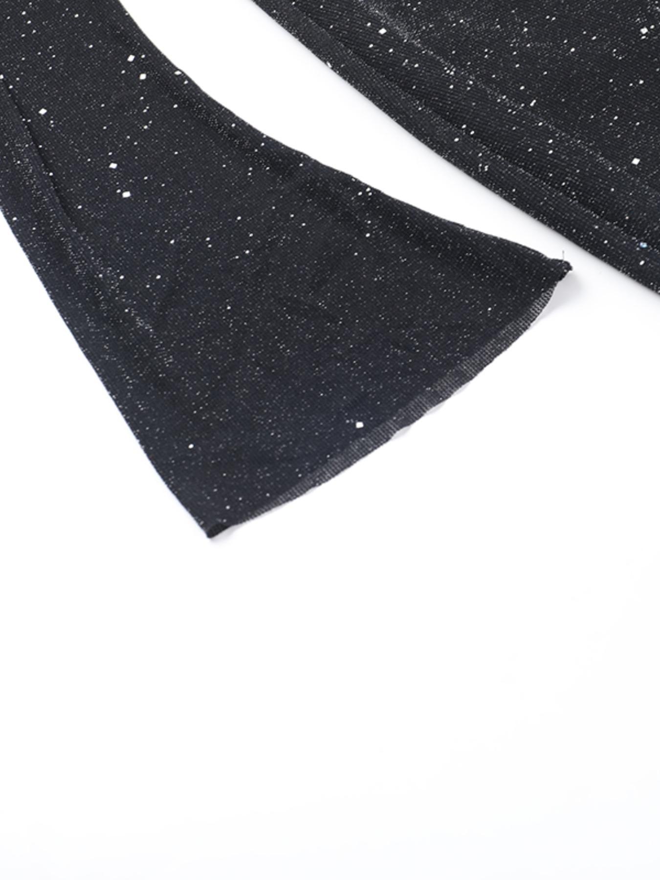 Women's Contrast Sequin Ruched Off Shoulder Mermaid Dress, Elegant Classy Long Sleeve Slim Maxi Dress for Party Evening Formal Occasions, Ladies' Clothes for All Seasons