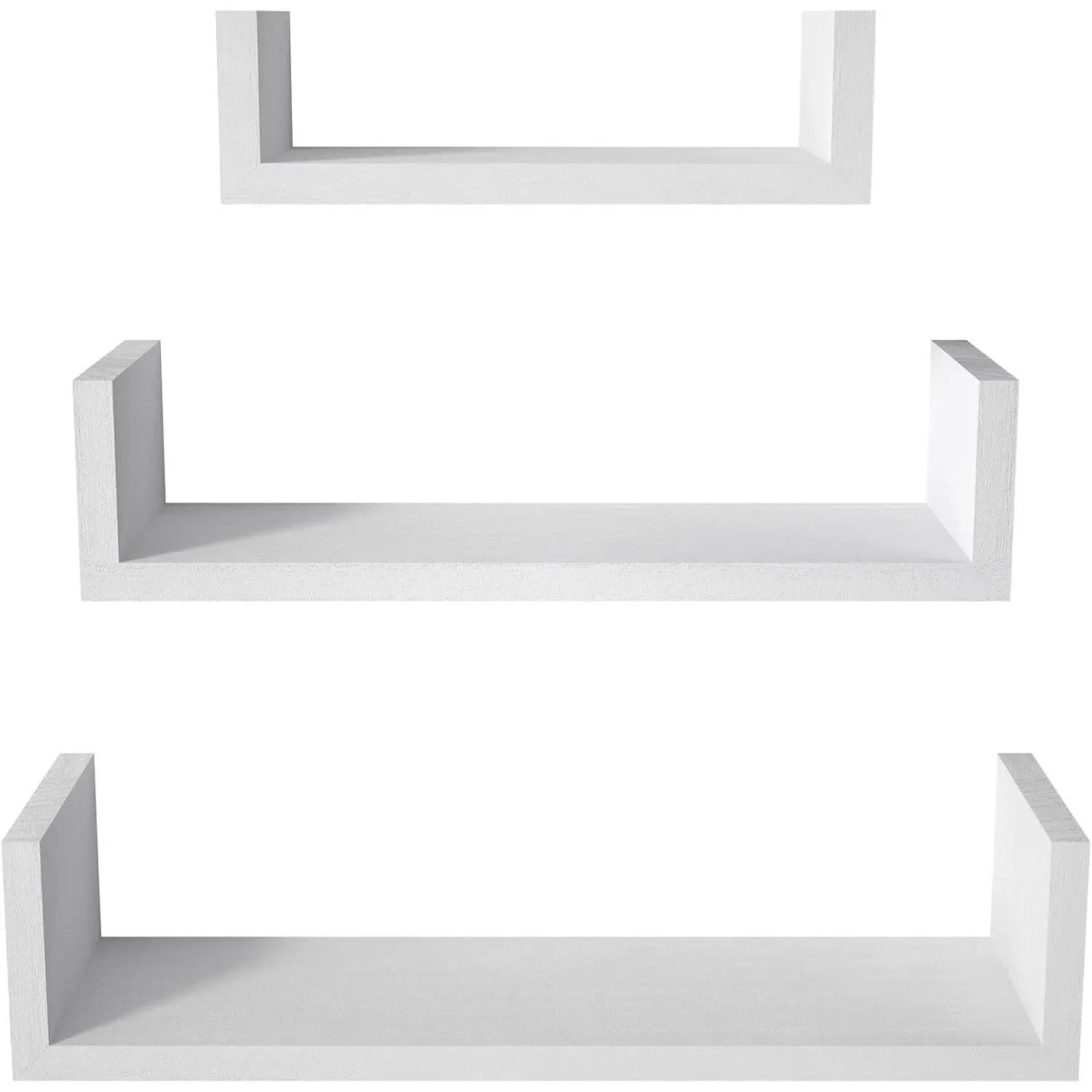 White Floating Shelves, Set of 3 Solid  Wall Mounted Shelves | Versatile  Shelves in Three Different Sizes; Flexible DIY Layout to Fit Any Space in Bathroom, Bedroom, or Kitchen