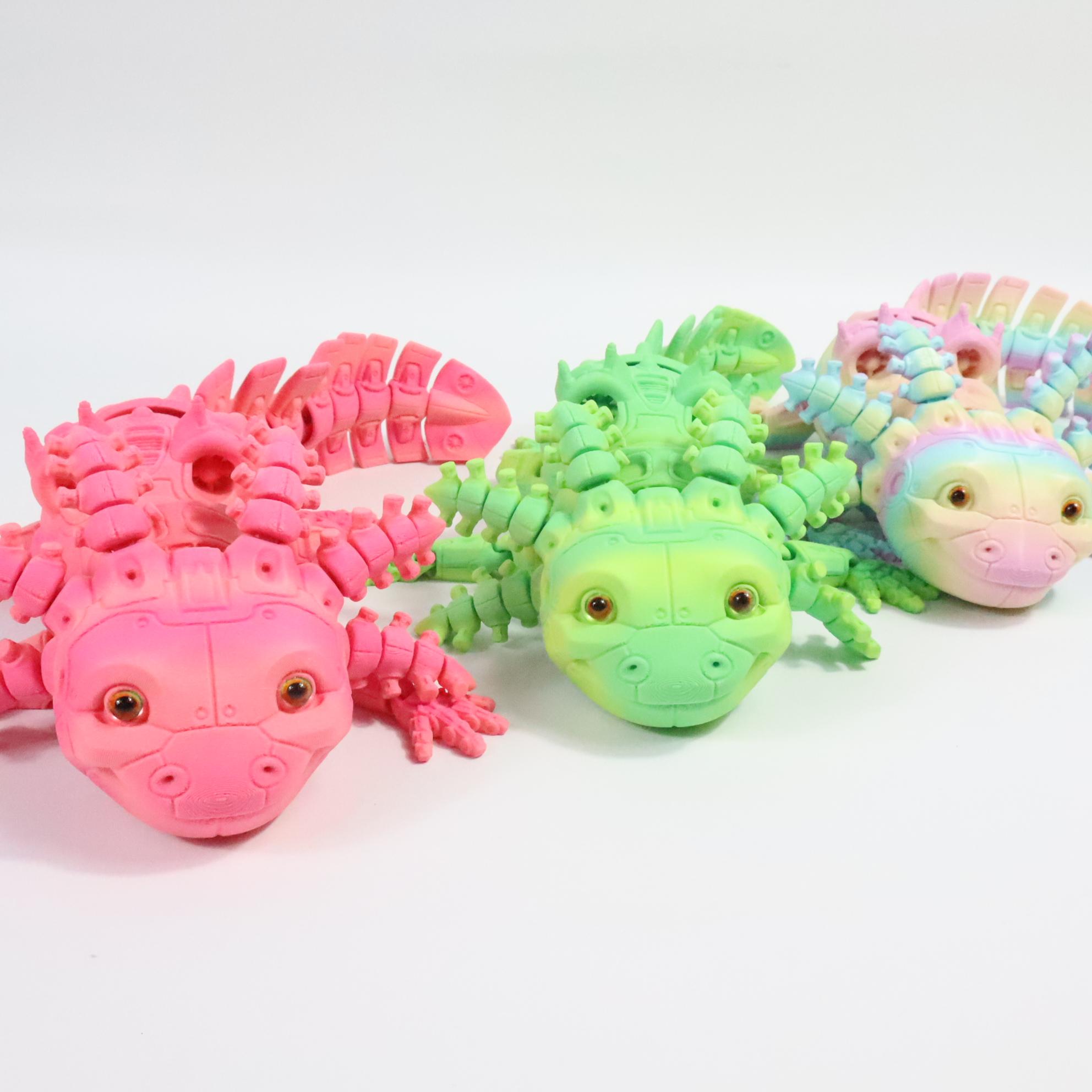 3D Printed Axolotl Figurine, Detailed Robot Axolotl Toy, Home Decor, Desk Ornament, Unique Gift for Robot & Future Collectors