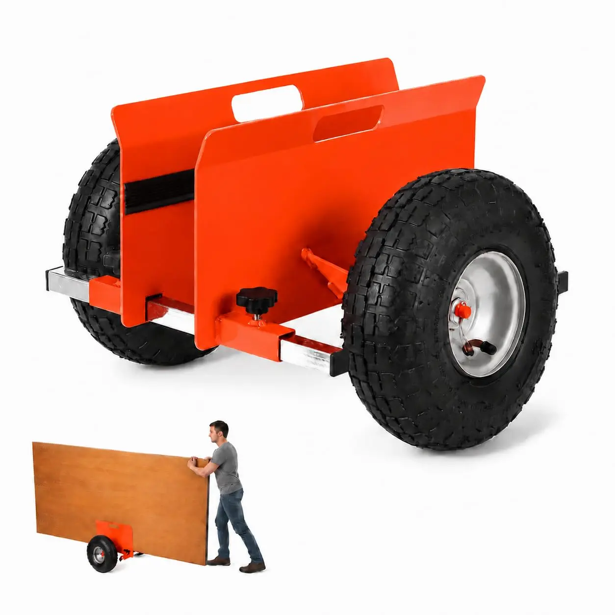 600 Lbs Heavy-Duty Panel Cart | Adjustable Drywall & Plywood Mover with 10" Pneumatic All-Terrain Tires, Ideal for Sheet Goods, Doors, and Slab Transport