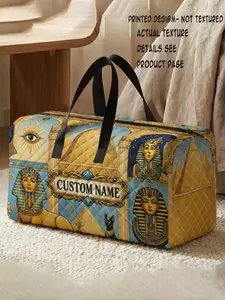 Egyptian God Print Handbag, Large Capacity Travel Suitcase, Portable Overnight Bag, Yoga Training Bag, Shoe Storage Crossbody Bag