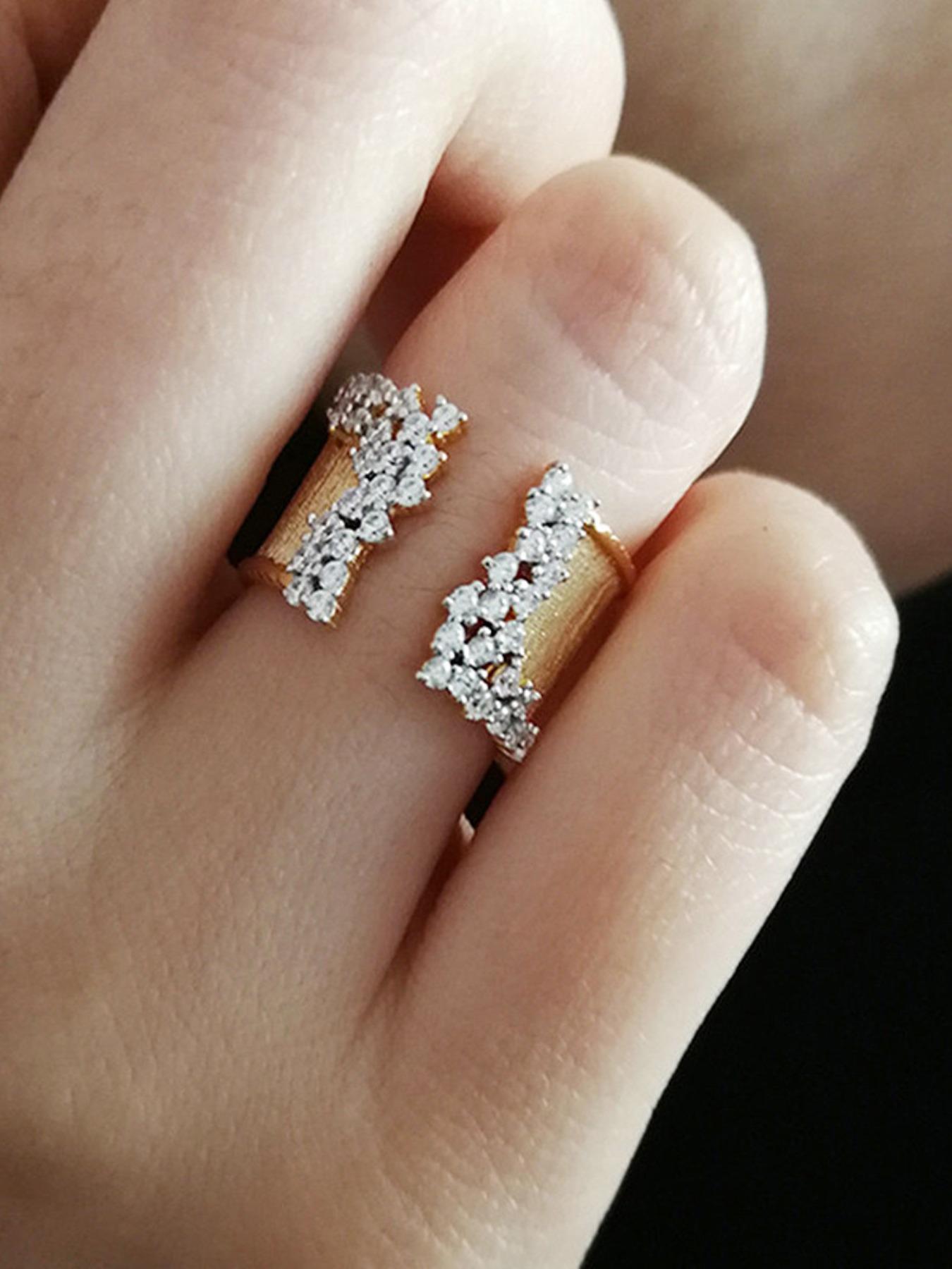 Rhinestone Cuff Ring, Fashionable Jewelry for Women for Party, Daily Clothing Decor, Trendy All-match & Exquisite Jewelry for Birthday Gift