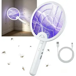 Electric Mosquito Fly Bug Zapper Racket, 2 in 1 USB Rechargeable Mosquitoes Trap Lamp with 1200mAh Battery, Portable Fly Swatter for Indoor & Outdoor