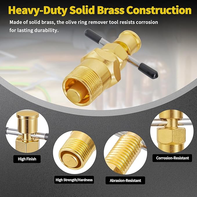 Olive Remover Puller for NPT 1/2 Inch and 3/4 Inch Compression Sleeve Puller Tool, Not Damage The Brass Pipe, Professional Plumber Ring Removal Tool Ferrule Puller