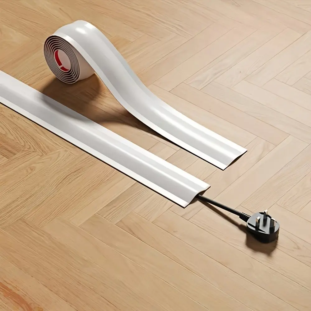 Invisible Cable Hider | One Sticker, One Cover—Instantly Hide Those Messy Cables on the Floor and in Corners! | Flexible and Bendable—Fits Snugly Around Wall Corners and Right Angles | White Matte, Invisible Design | Cable Covers
