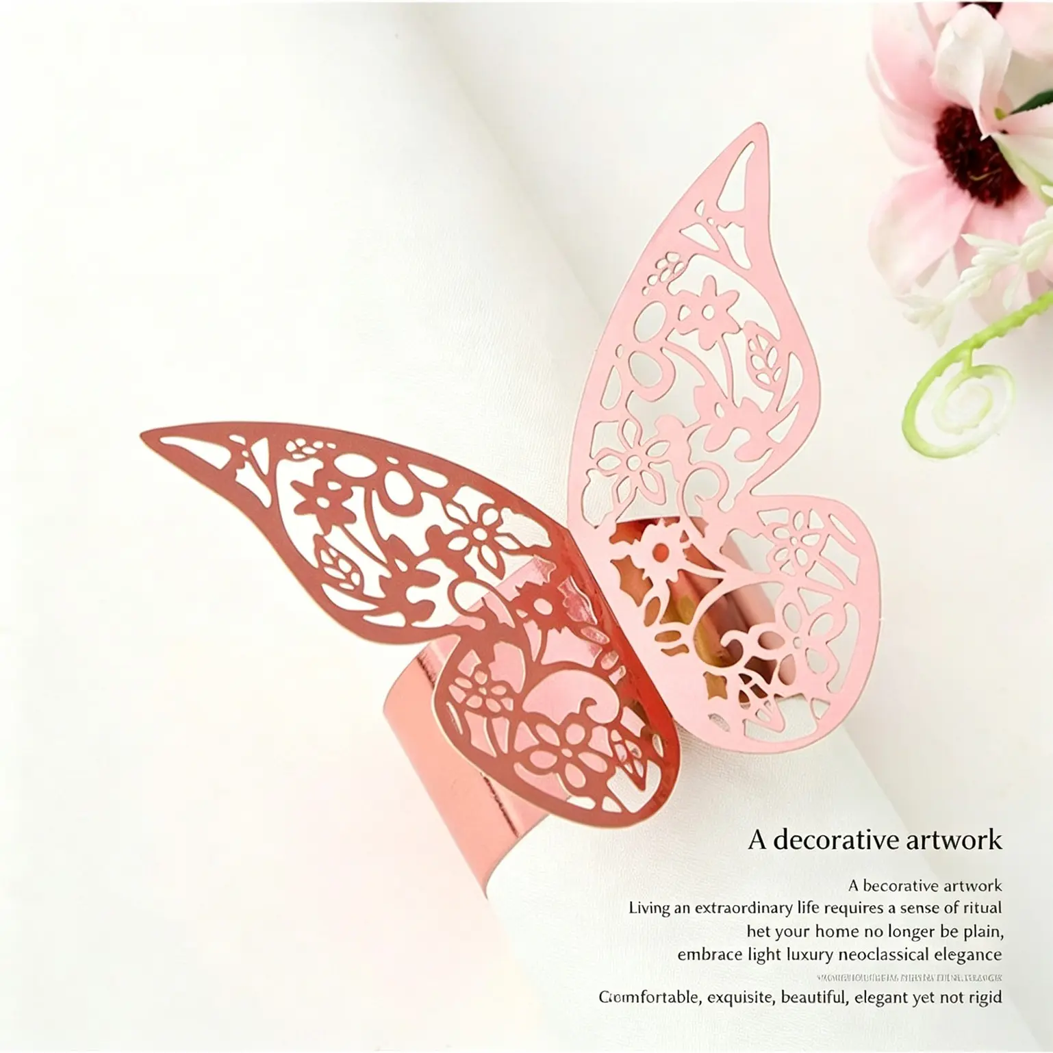 20pcs Exquisite Dreamy Butterfly Napkin Rings, Vibrant Color Hollow Out Design, Elegant Table Decor for Banquets & Parties