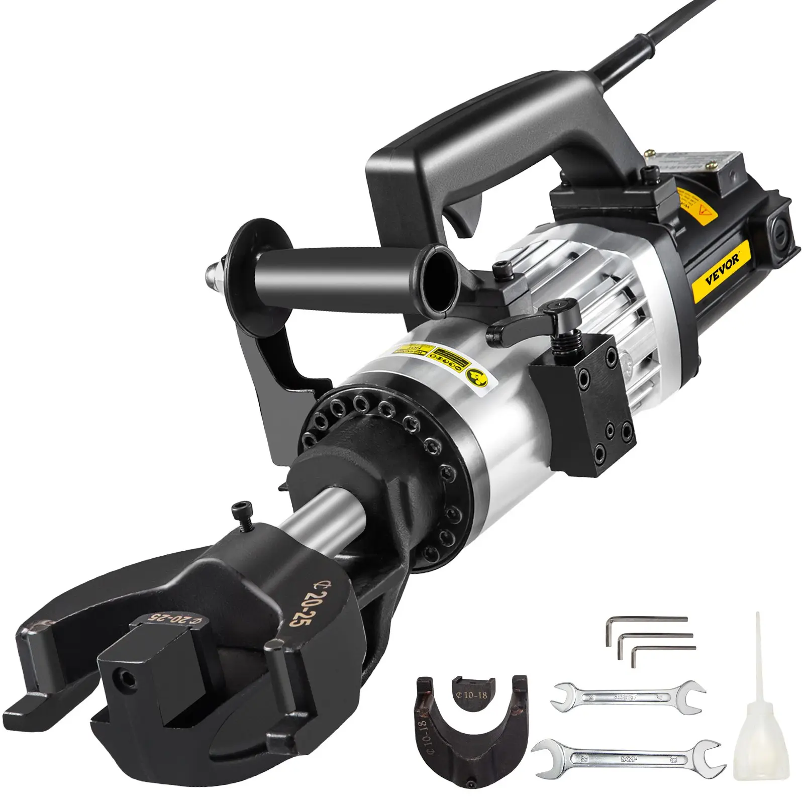 VEVOR 1500W Motor Steel Rebar Bender, 1-in (25mm) Hydraulic Handheld 110V Electric Tool, 5-Second Bend, Alloy Steel Construction, Tools and Gadgets, 14-17 Wrench, 6 mm Allen Key, Oilcan, 1X 14-17 Wrench