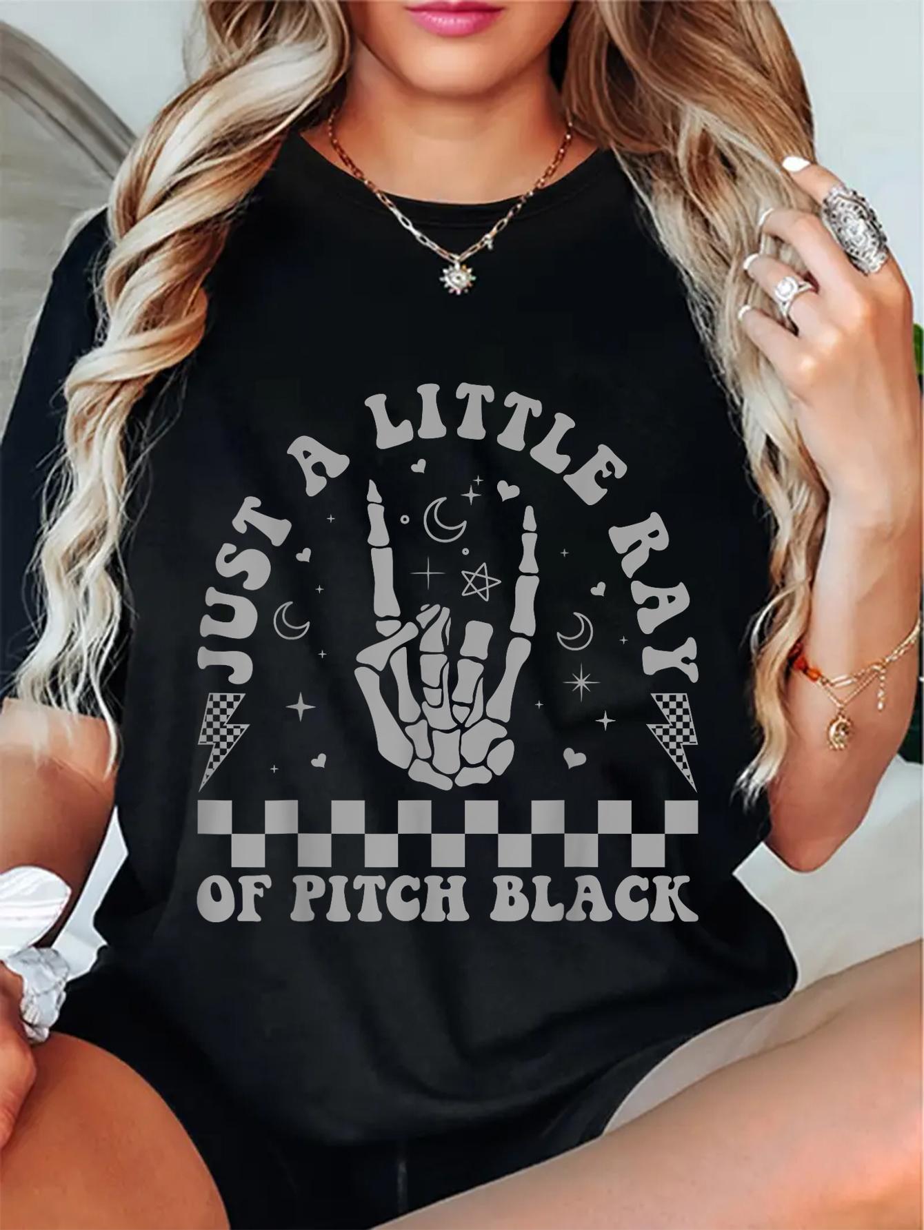 Cotton Unisex Just A Little Ray Of Pitch Black Goth Dark Humor Grunge Emo T-Shirt