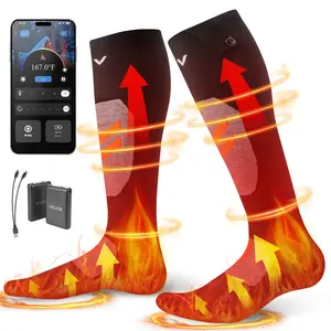 VEVOR Heated Socks, X-Large Size, 5000mAh Battery Rechargeable Heating Socks with 4 Heating Levels, Electric Heated Sock with APP Control for Men Women, Foot Warmer for Hunting Riding Camping Hiking