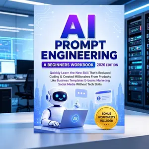 Ai Prompt Engineering Beginner's Workbook, Learn New Skill Without Tech Skills, Business Templates, Marketing, Social Media