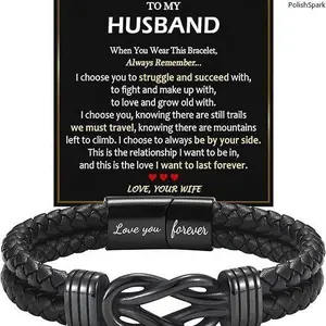 Infinity Knot Braided Leather Bracelet, Personalized Fashion Accessory Gift for Men
