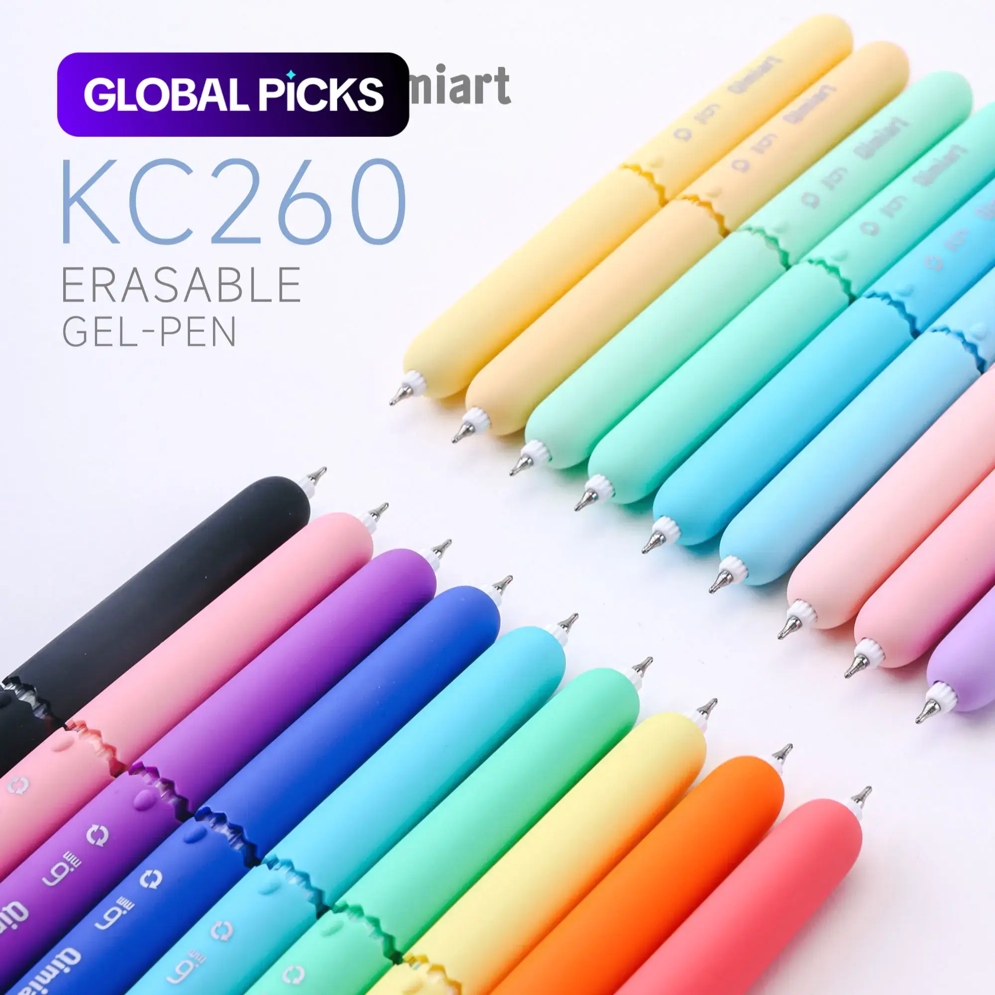 Color erasable neutral pen, 0.6mm tip, erasable ink, easy to erase clean & debris free. pen body comes with an erasable head, making it easy to make changes. cute, compact, delicate, easy to carry, with rich colors. Erasable Gel Pens Gel Pen #GLOBAL PICKS