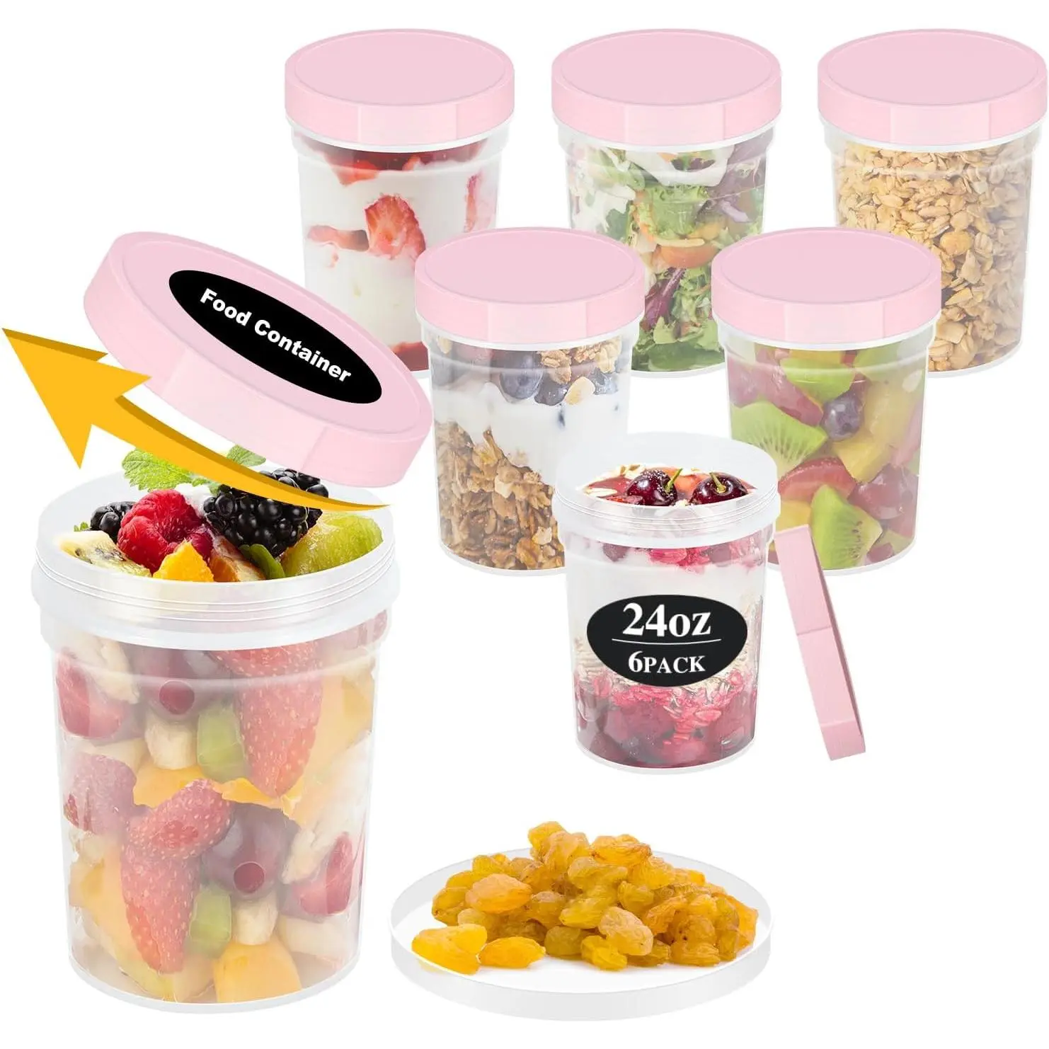 Freezer Storage Containers with ,  Twist Top Deli Container, Leak Proof, Stackable, Microwave and Dishwasher Safe (6,  (24oz-6Pack), 24oz)