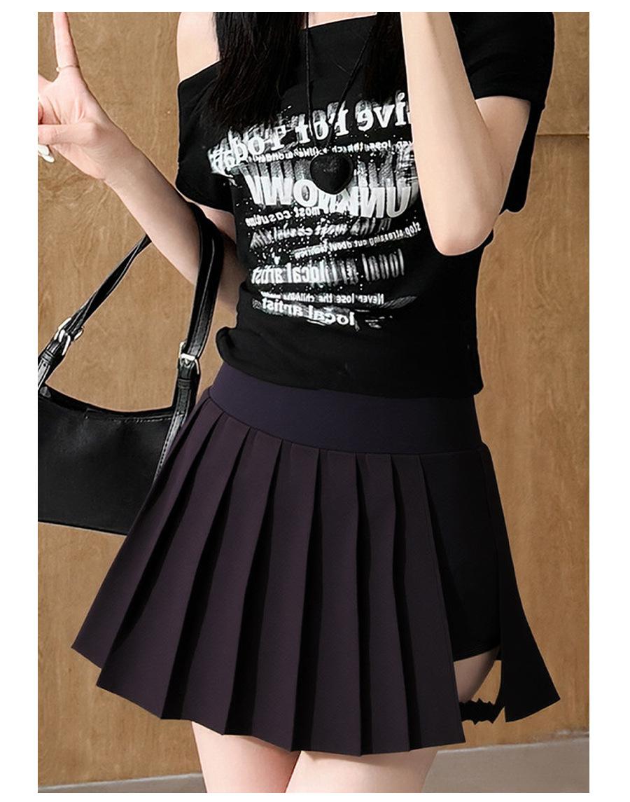 Breezeful High Waisted Pleated 2-in-1 Side & Pocket Asymmetric Hem Quick Dry Mini Dance Skirt Anti glare women's yoga clothes pleated skirt sports short skirt suitable for outdoor running tennis skirt,Daily outfit-02