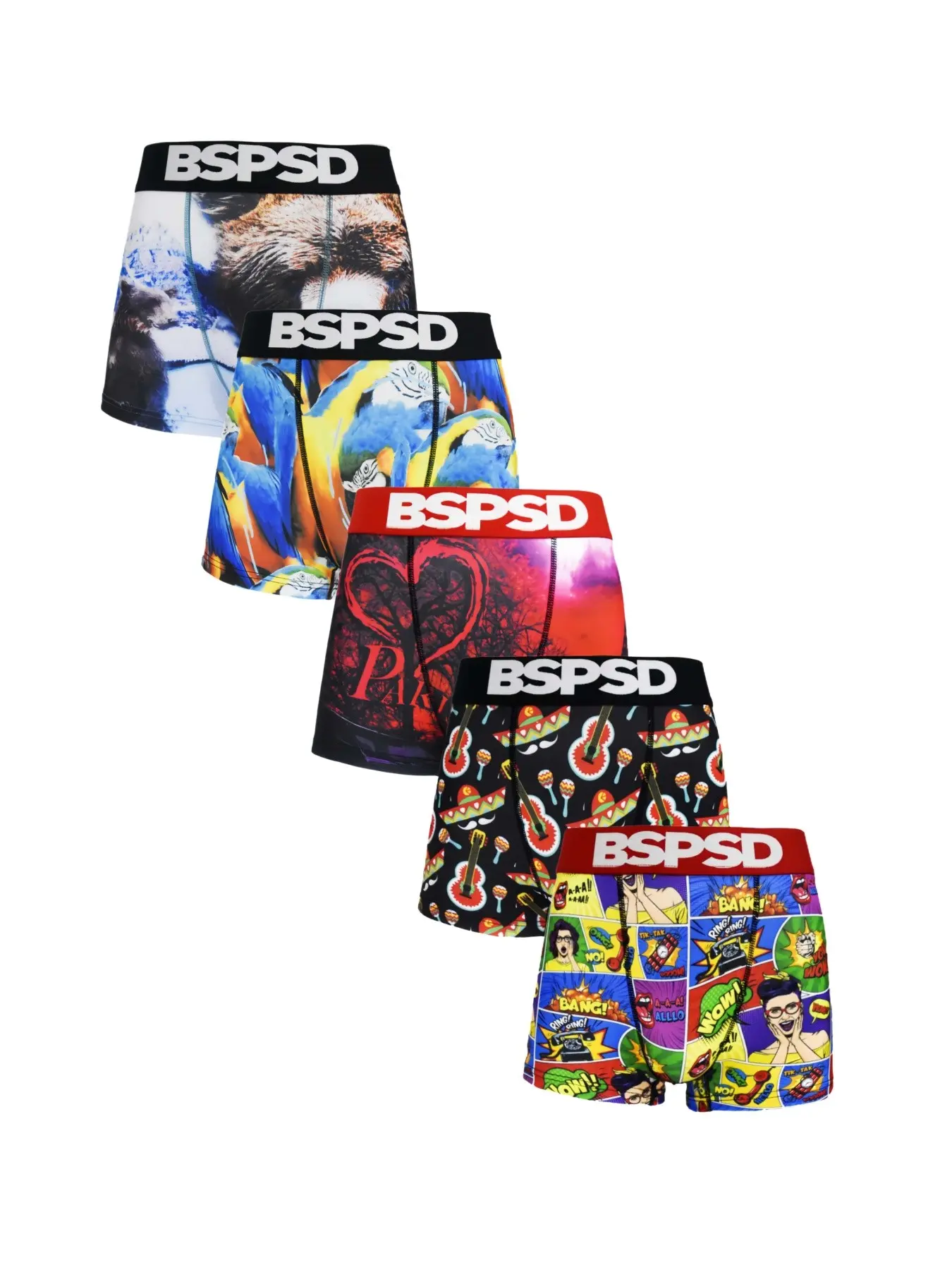 5Pcs Men's Digital Print Underwear Boxers, Fitted Boxer Shorts, Lightweight Breathable Fabric, Comfortable Daily Wear, Essential Men's Fashion Boxer Shorts, Casual Breathable Underwear