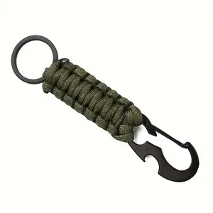 1pc Multifunctional Paracord Braided Keychain Multi Tool Buckle With Bottle Opener, Suitable For Outdoor Hiking Camping