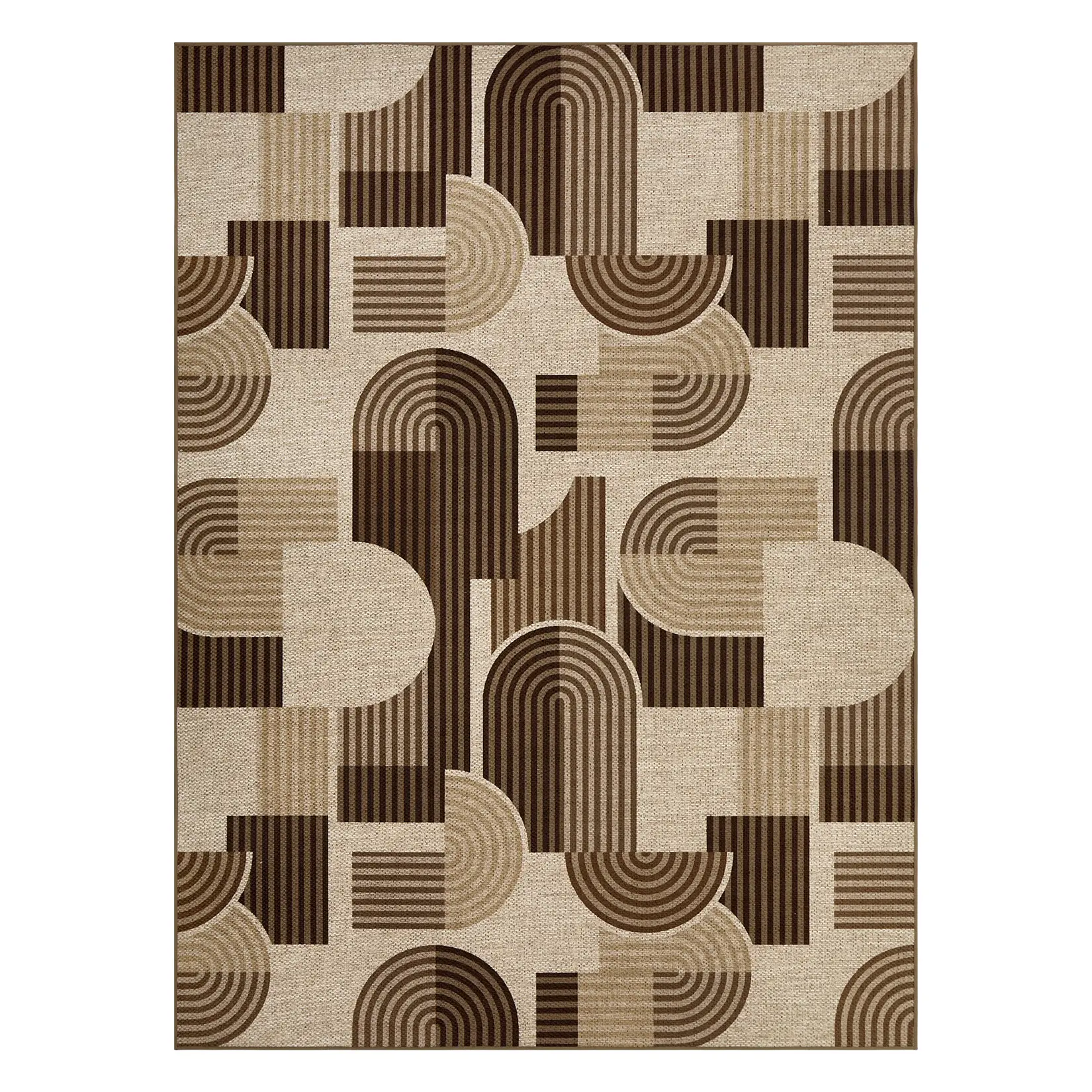 10x13 Large Area Rug Geometric Lines Rainbow Brown, Low Pile Ultra-Thin Non-Slip Washable Rug for Living Room Bedroom Dining Room & Nursery