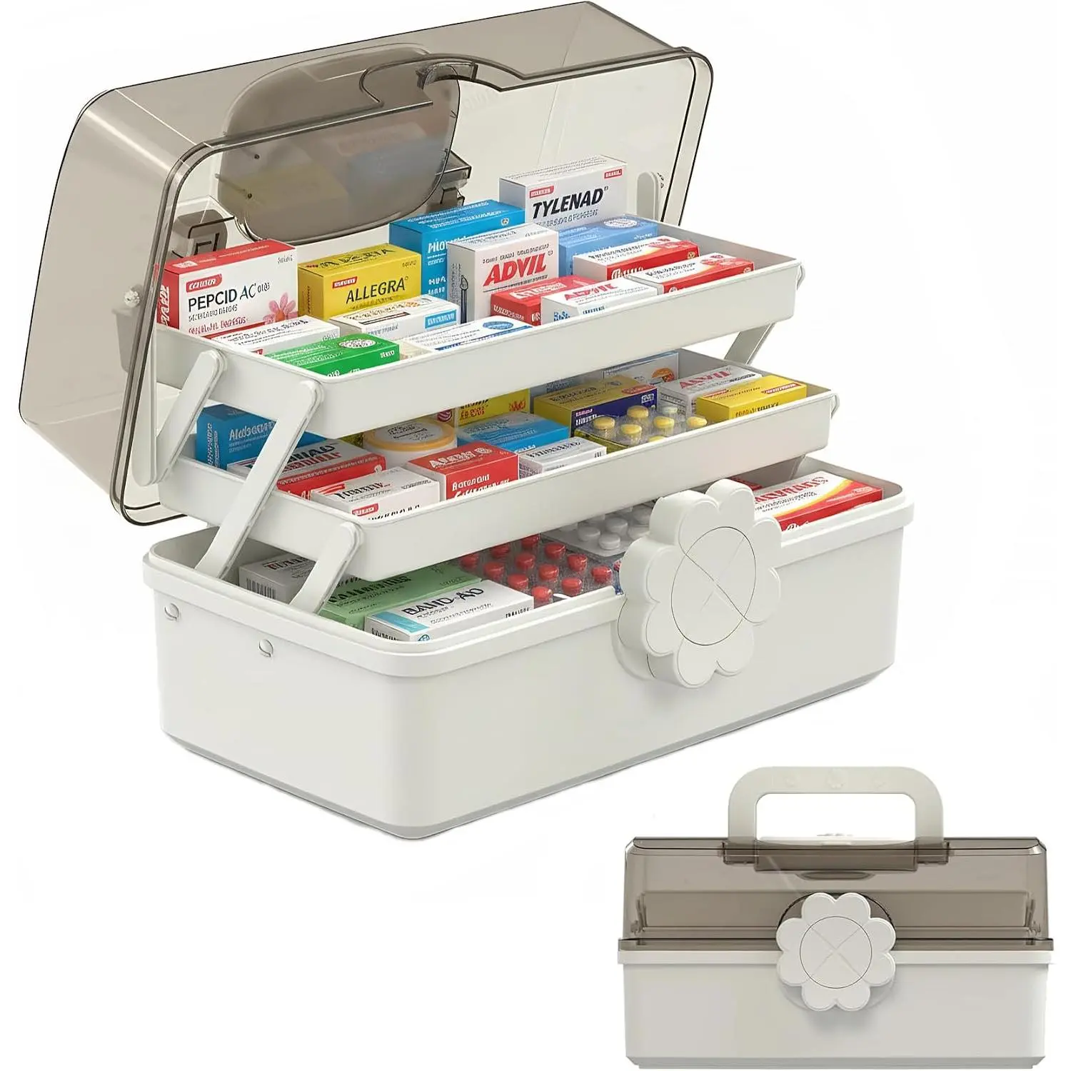 3-Layer Large Capacity Art Craft Organizer Storage Box - Portable Plastic Tool Box with Handle for Sewing, Art , , Hair Accessories,  for  Office and Travel