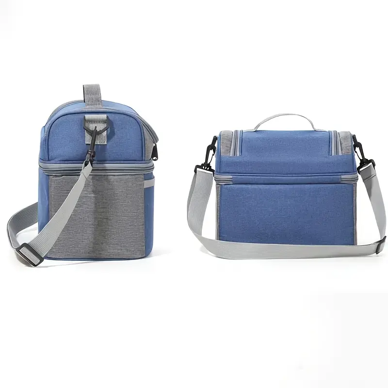Custom Name Double Deck Insulated Lunch Bag Oxford Cooler Tote Detachable Strap Thermal Cooler Office Travel Picnic