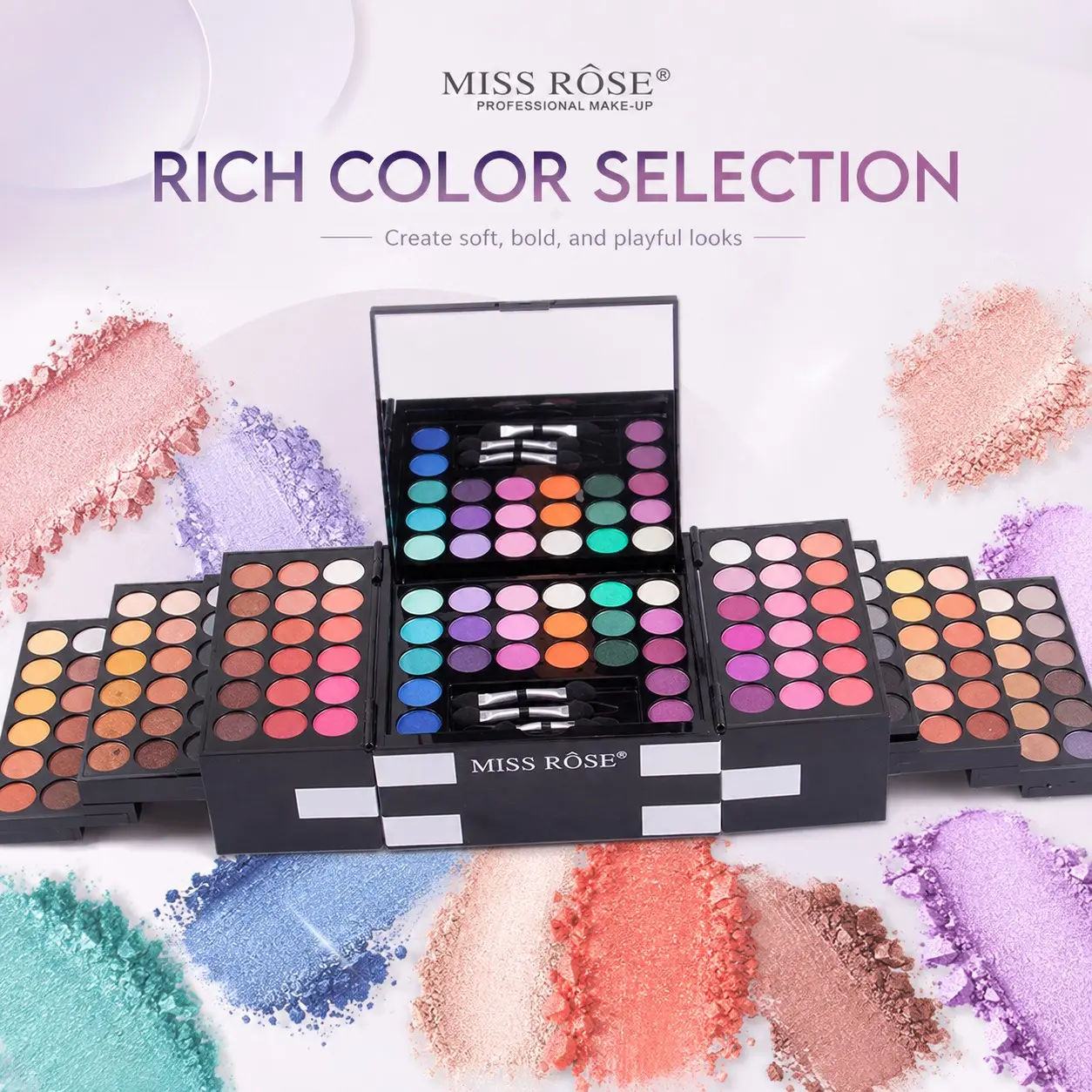 Miss Rose Makeup Palette, Eyeshadow Makeup, Cosmetic Eyeshadow, Matte Finish, Long-Lasting, Ideal for Daily Use, Perfect for Parties, Gift-Ready, Multi-Styling Options