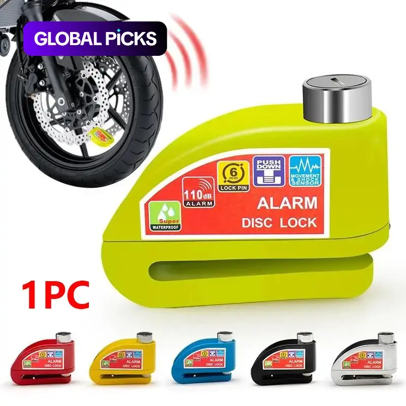 Motorcycle Bicycle Lock with Alarm, Round Disc Aluminum Alloy Anti-Theft Reminder, Security Protection Accessories for Bikes and Motorcycles