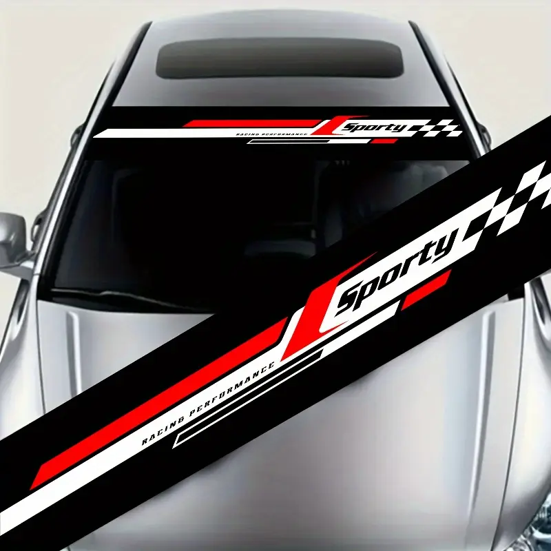 Transform Your Car Instantly! Yitape 51-Inch Checkered Flag Car Windshield Sticker, Cool Racing Design, Waterproof, Long-Lasting
