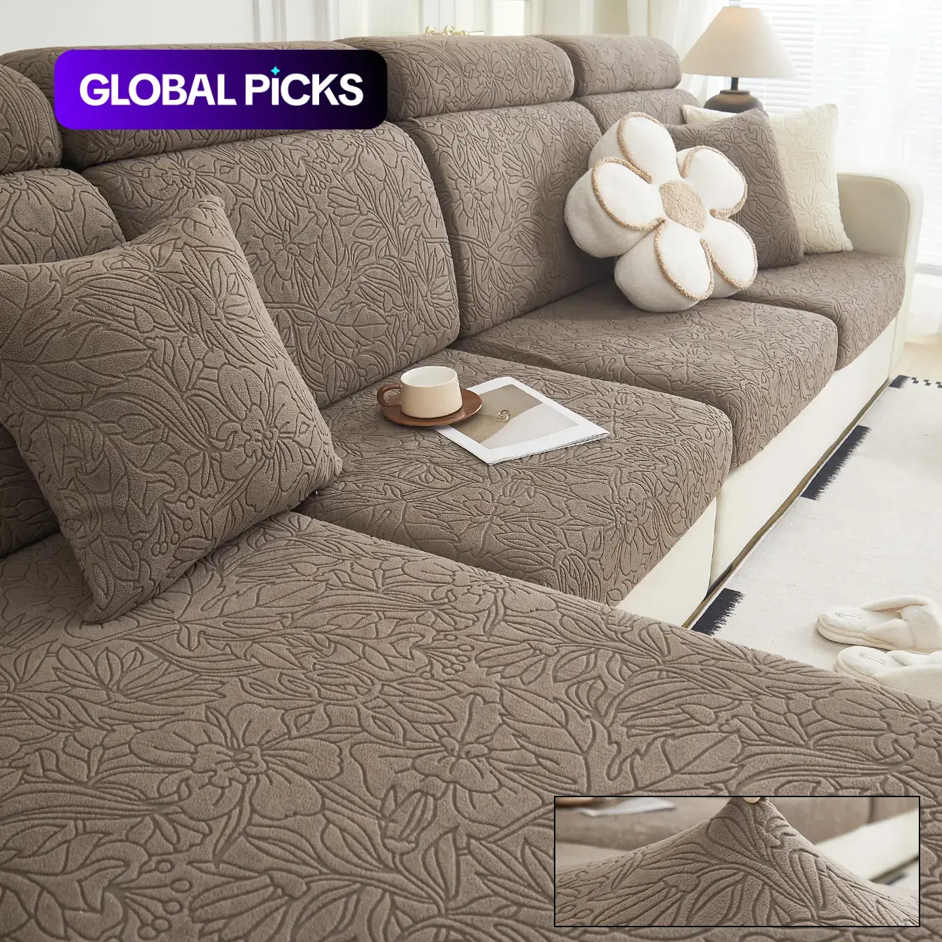 Solid Color Stretchable Sofa Cover, 1 Count Non-slip Elastic Sofa Slipcover, Decorative Sofa Protector for Home Living Room, Home Decor Supplies #GLOBAL PICKS