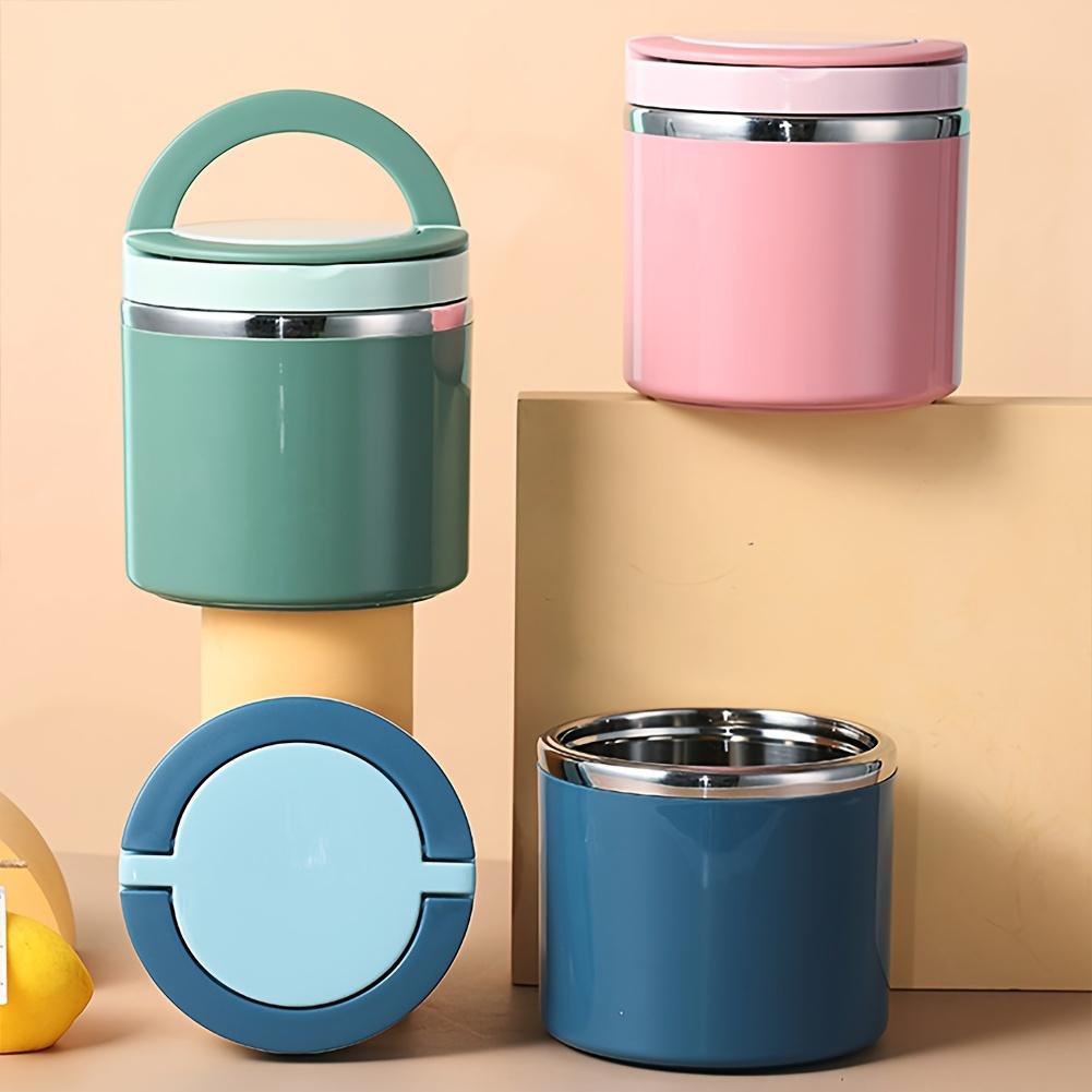 Stainless Steel Lunch Box with Handle - Leakproof Stackable Thermal Bento Box, Heat & Cold Insulation,, 304 Steel Container for School, Office, Camping - Pink/Blue/Turquoise, Portable for,, s - Ideal Gift