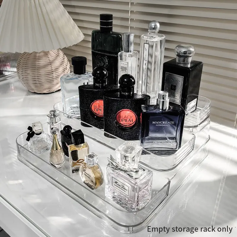 Three-Tier Perfume Organizer Rack, Transparent Stable Shelf, Skincare Body Lotion Display Stand, Fragrance Supplement Bottle Holder, Kitchen Bathroom Counter Cabinet, High Transparent Plastic