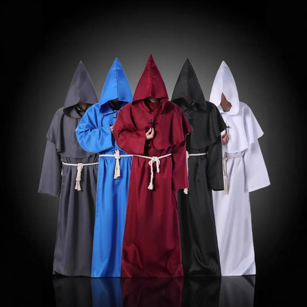 Medieval Monk Robe Priest Nun Wizard Outfit For Halloween Retro Cosplay Role Playing Activities