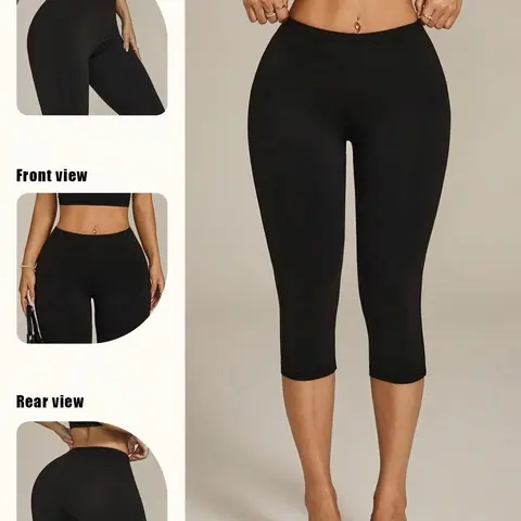 Spotightfinds Y2K Street Style Casual Tummy Control Capri Leggings, Slimming High Waist Compression Pants for Apple-Shaped Figures, Seamless Shaping Pants, Ideal for Errands, Coffee Runs & Hot Girl Summer Wear