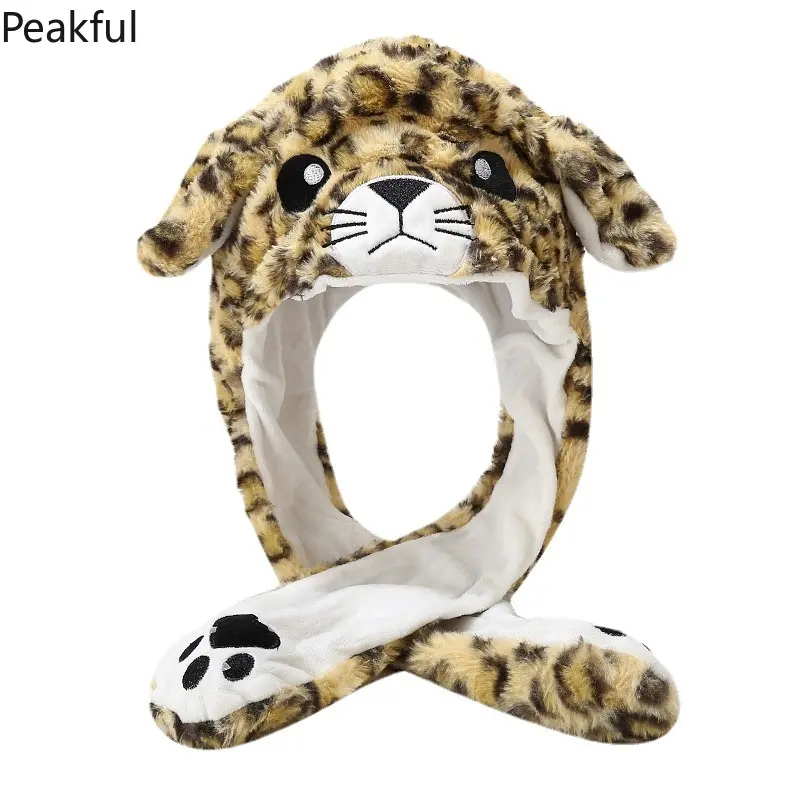 2026 New Tiger Striped Beanie with Moving Ears, Korean Style Fluffy Hat for Women & Kids, Cute Cartoon Animal Costume Accessory for Winter, Travel & Photoshoot