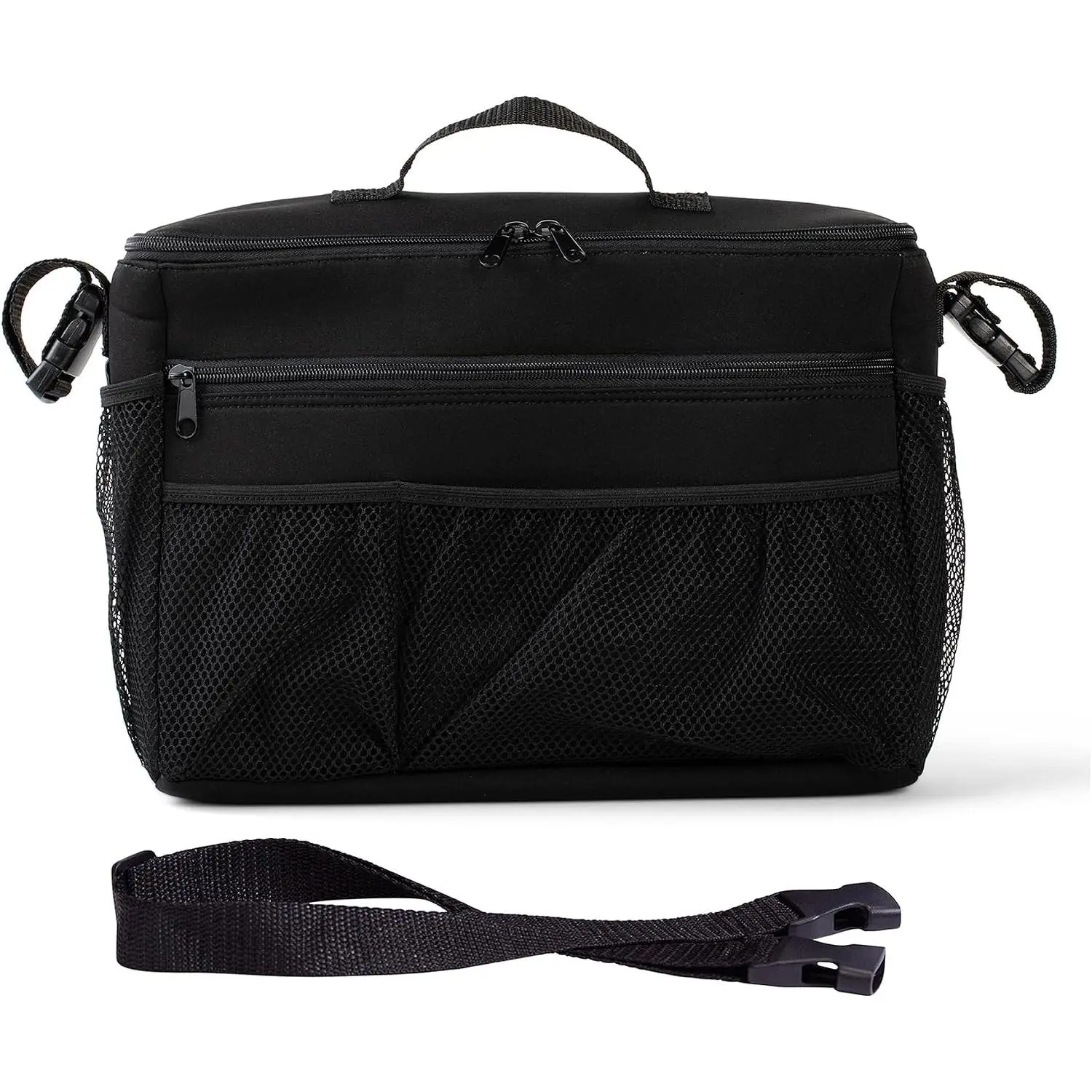 Cool 'N Cargo Stroller and Wagon Cooler and Organizer - Universal Fit - Insulated - Attaches to Strollers, Wagons, Walkers and Wheelchairs - Large Capacity - BlackGift.