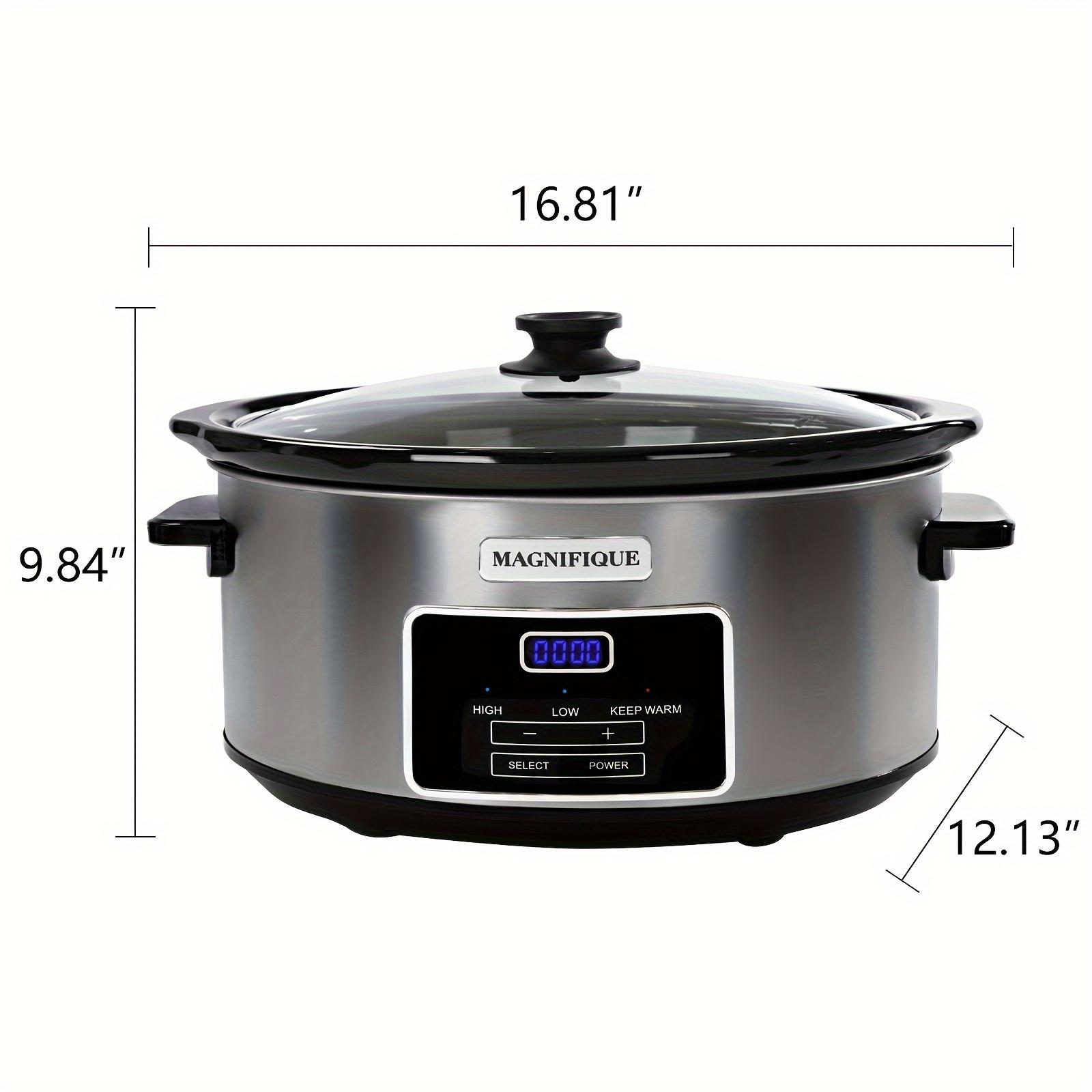 8-Quart Digital Programmable Slow Cooker with Timer - Small Kitchen Appliance for Family Dinners - Serves 10+ People - Heat Settings: Keep Warm, Low and High