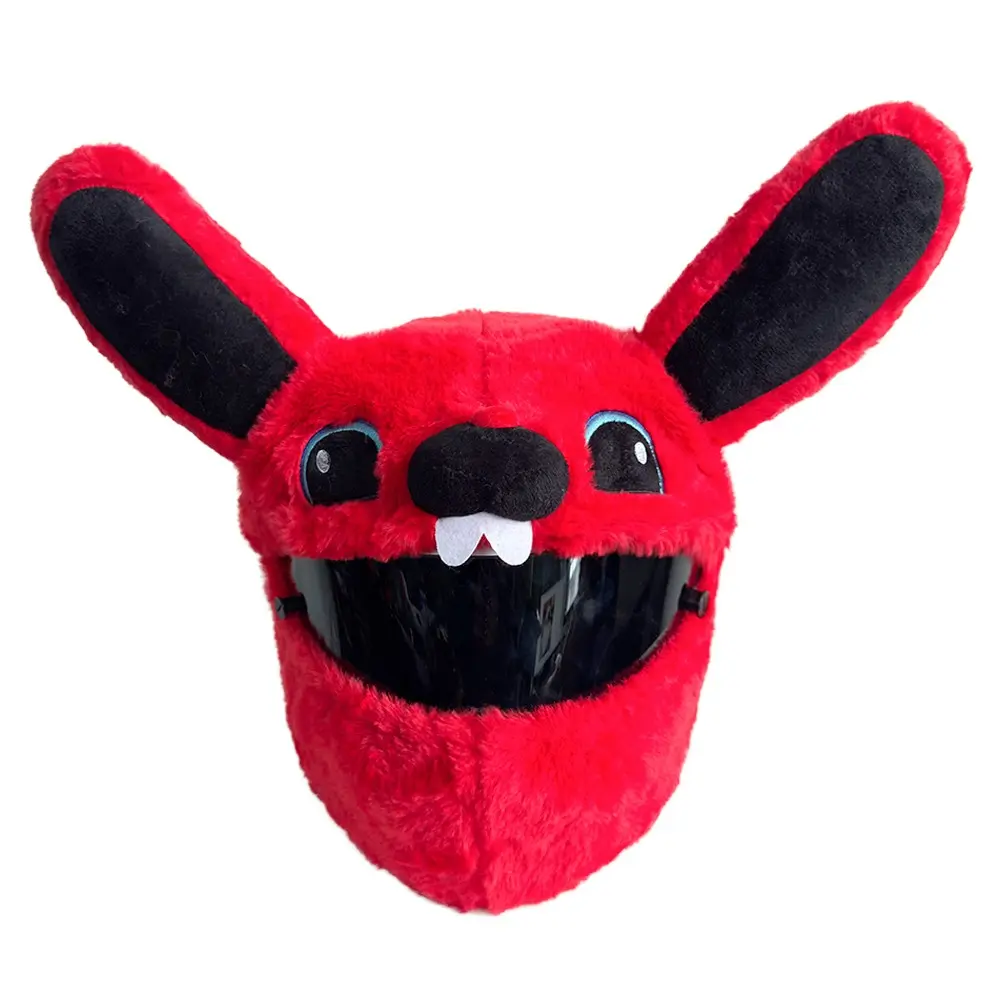 Large Ears Cartoon Monster Plush Full Helmet Cover, Fangs Funny Motorcycle Helmet Case, Riding Cosplay Decorative Helmet Protector, Cartoon Design