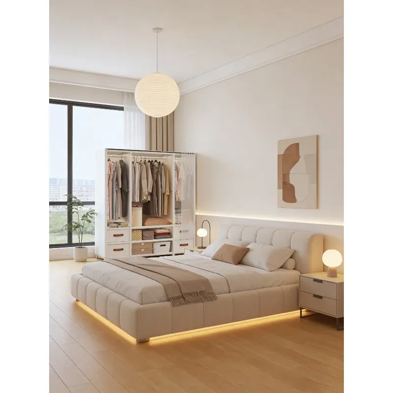 Minimalist 4-Tier Large-Capacity White Fabric Wardrobe with Star-Shaped Mesh Reinforcement, Adjustable Metal Frame, Tool-Free Assembly - Home Organizer for Bedrooms, Rented Flats utility shelf entryway rolling outdoor storage rack