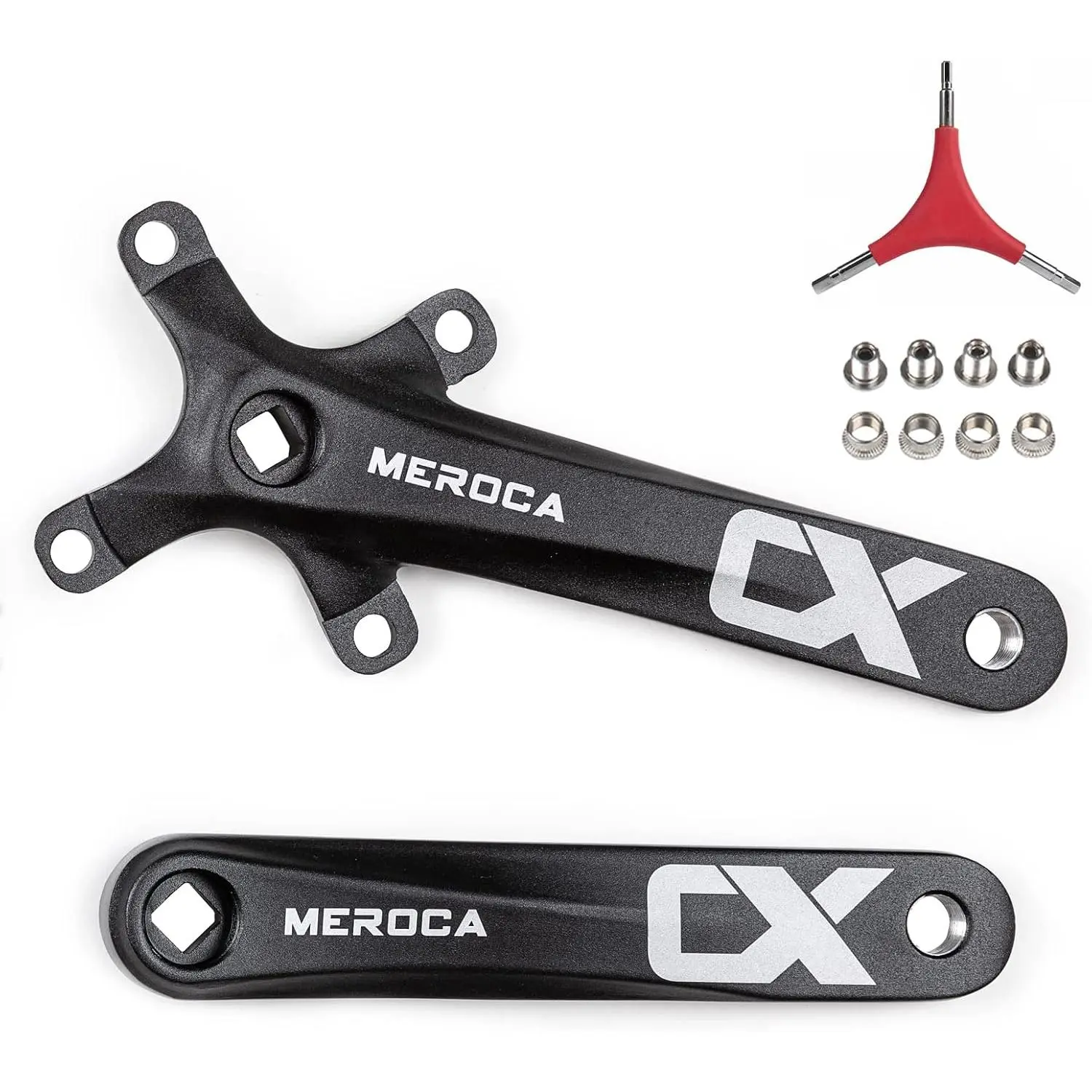 Single Speed Square Taper Crankset, 170mm Mountain  Crankset with 104BCD 32T/34T/36T/38T/40T/42T Narrow Wide  Round Black Chainring,  for  Crank Arm Set MTB Crankset