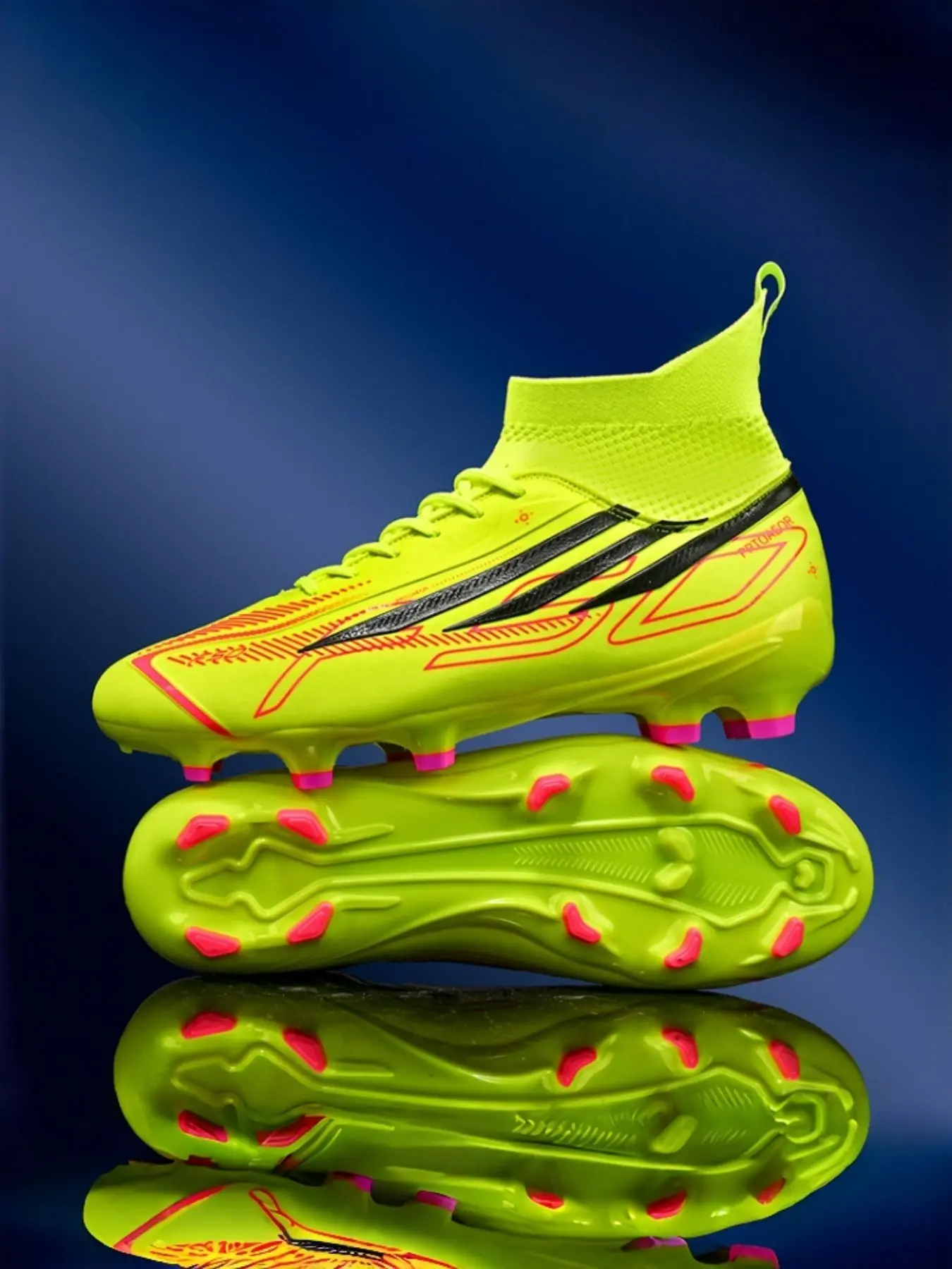Unisex High-Top Football Cleats, Indoor/outdoor Use, Lightweight High Performance, Long Studs, Anti-Slip, Durable, Super Grip, Fashionable
