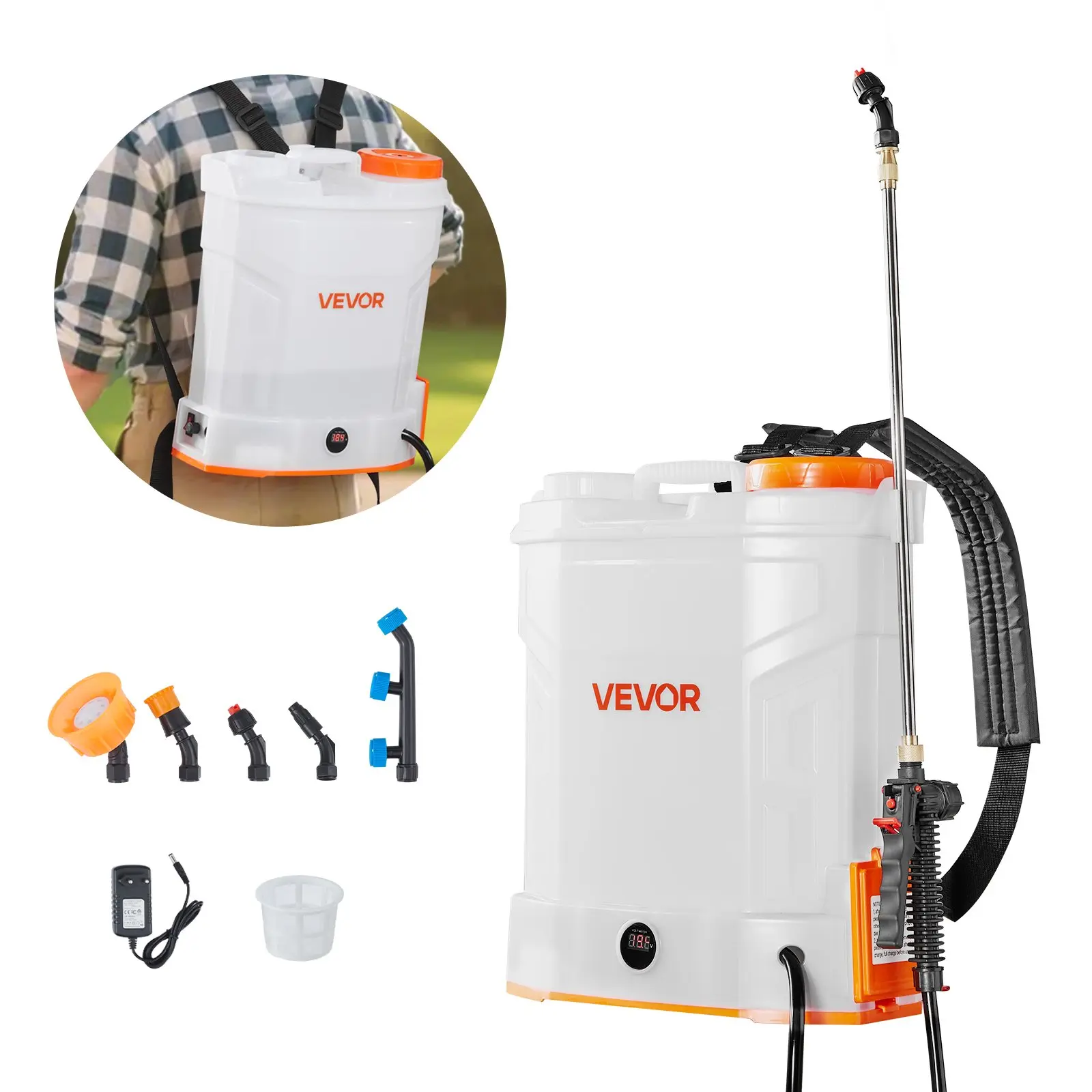 VEVOR Battery Powered Backpack Sprayer, 3.2 Gal Powerful Electric Backpack Sprayer, 2 Retractable Wands & 5 Nozzles, Adjustable 0-90 PSI, 2 Hour Runtime, Portable Weed Sprayers for Yard Garden Lawn